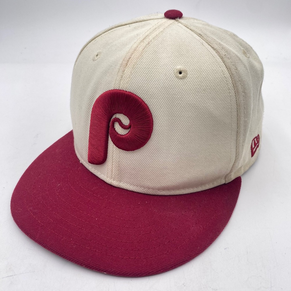 PHILLIES New Era 59FIFTY Cooperstown Collection Hat Mens 7 Cream Retro Throwback